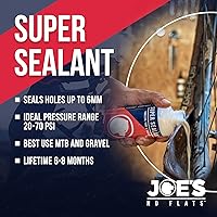 Vista 2 de JOE'S NO FLATS Super Sealant - Llantas de grava y bicicleta MTB, sellado ultrarrápido para tubos sin cámara e interiores, para agujeros de hasta