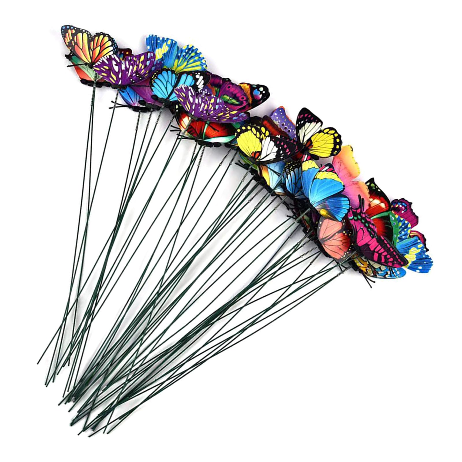 Elnwnnkc 50Pack Flower Butterflies Lawns Ornaments Durability Artificial Butterflies Yard Decorations for Backyard Pathway Ornaments Realistic Stakes
