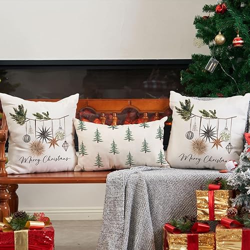 Miniatura 4 de DFXSZ Juego de 2 fundas de almohada navideñas de 18 x 18 pulgadas, diseño de feliz Navidad, decoración de invierno y Navidad para el sofá del hogar,