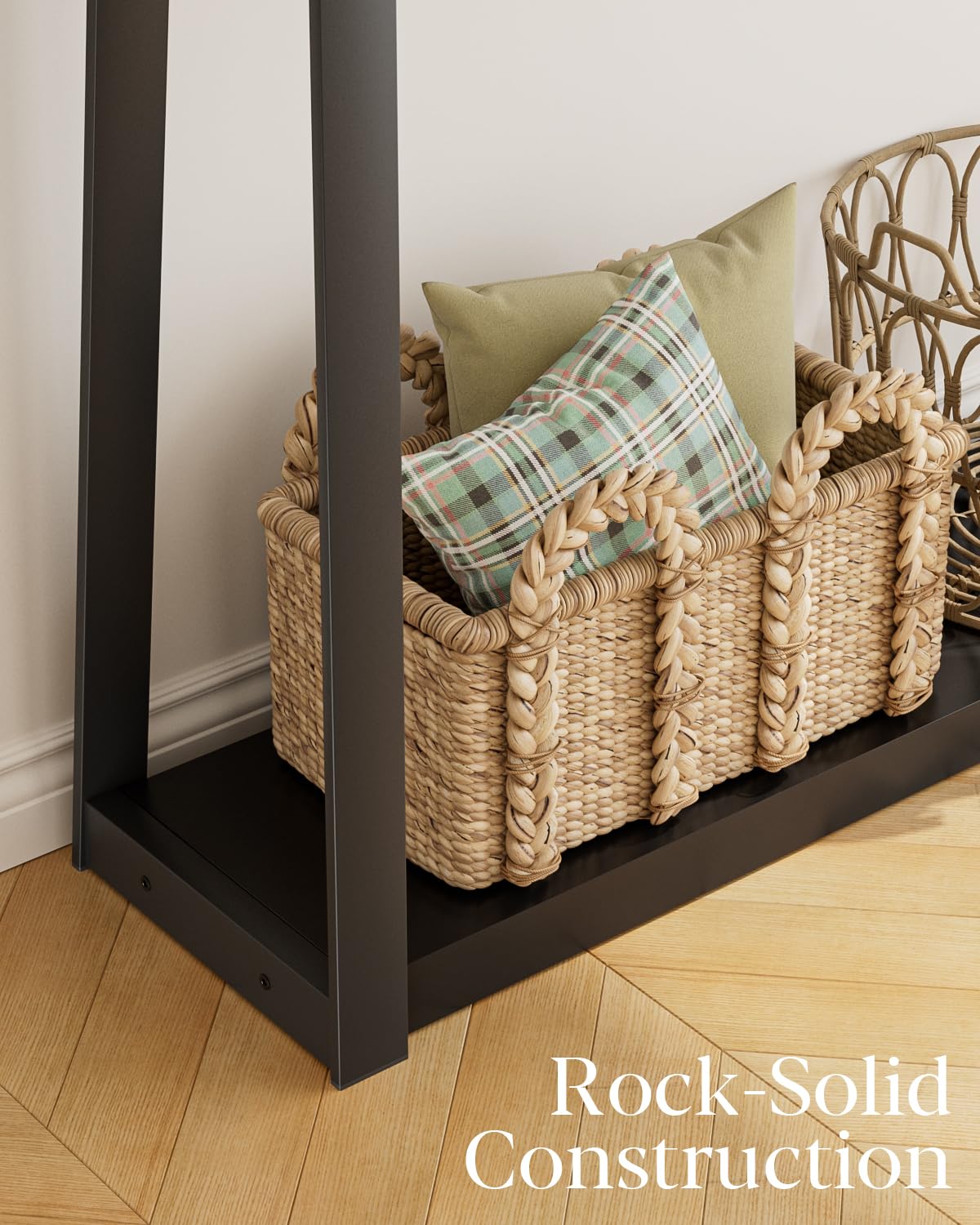 Mesa Consola, Mesa Auxiliar de Pasillo de Dos estantes y 120 cm de Largo con Espacio de Almacenamiento, para el Pasillo, la Entrada, el salón o el Dormitorio, Color Negro