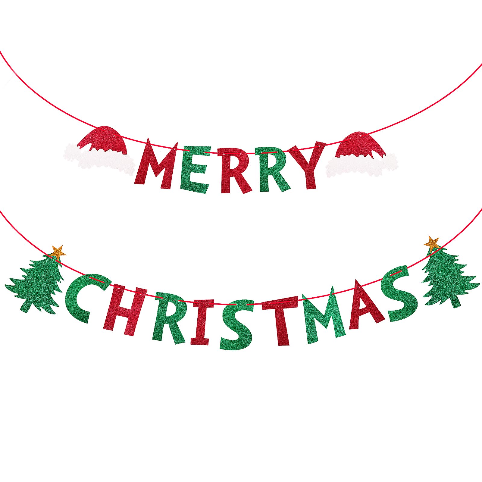 Frohe Weihnachten Banner – 300x50 Cm Großes Weihnachtsbanner, Rot Mit Weihnachtsmann & Rentier, Für Draußen & Drinnen