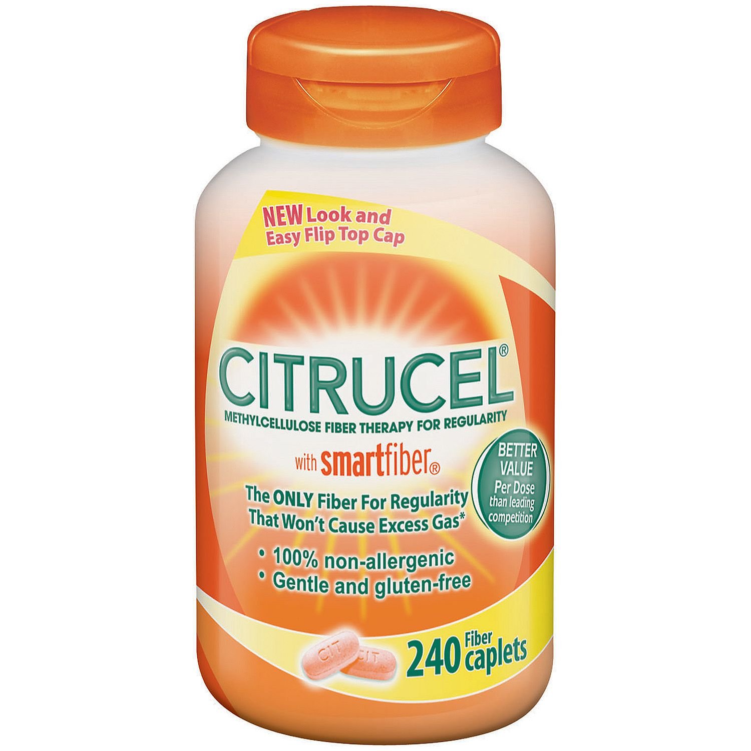 Citrucel w/SmartFiber Methylcellulose Fiber Therapy Caplets (240 ct.) (Pack of 6)