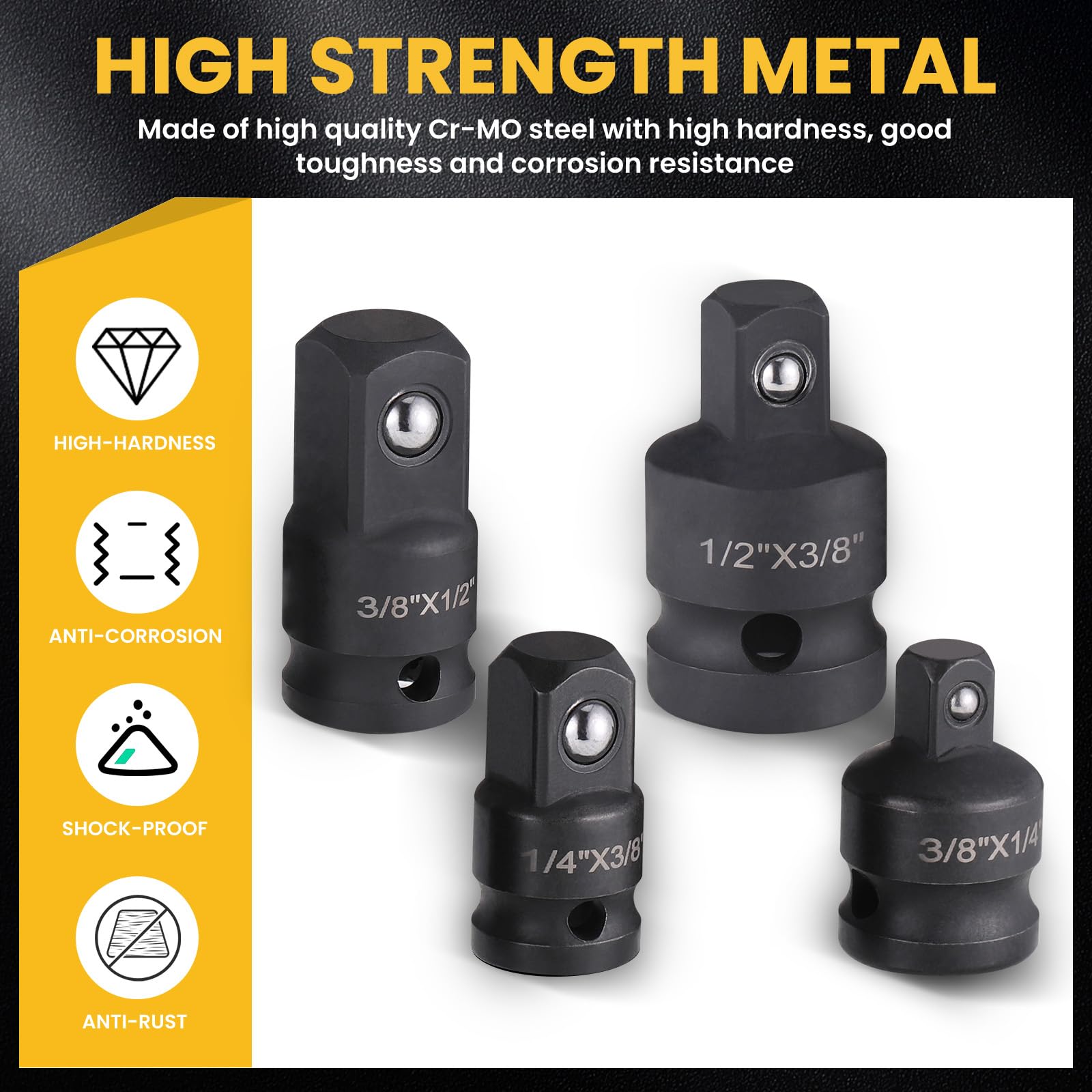 4 Pz Presa Convertore Adattatore Riduttore Set Da 1/2 A 3/8 Da 3/8 A 1/4 3/4 A 1/2 Impact Drive Presa Adattatore Strumenti Di Riparazione