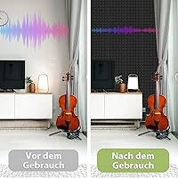 Vista 5 de Paquete de 56 paneles de espuma acústica, 12 x 12 x 2 pulgadas, paneles de espuma a prueba de sonido para paredes, pirámide, insonorización, espuma