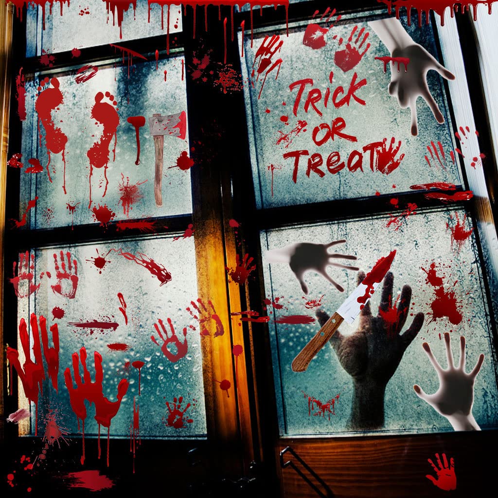 Halloween Fensteraufkleber 96x43cm - Gruselige Schattenfigur Deko Für Partys