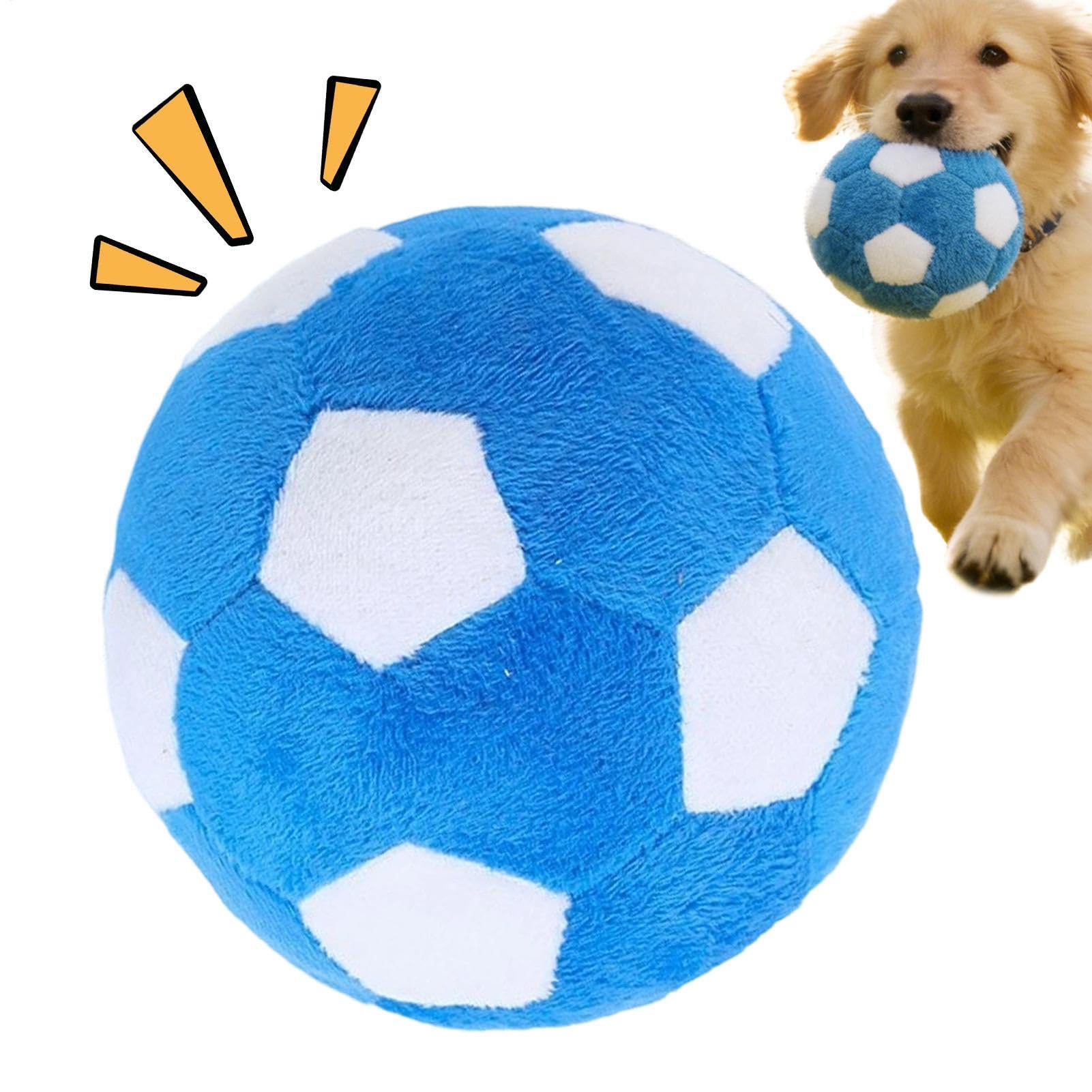 2 Pack Dog Soccer Ball, Soft Chewing Squeaky Balls, Interactive Plush Football Dog Toy For Play Teething Enrichment Cat Puppy Medium Large Breed