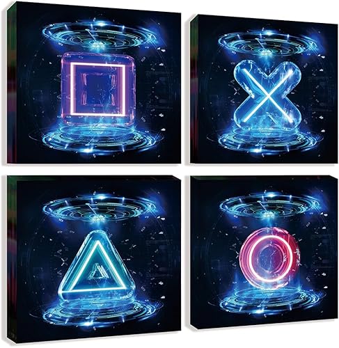 Decoración de pared 3D neón de Playstation para videojuegos, decoración de pared para jugadores, decoración de juegos de Playstation Póster