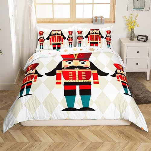 Juego de ropa de cama de Navidad, funda de edredón cascanueces, funda de edredón de guardia real de dibujos animados para niños y niñas, funda de