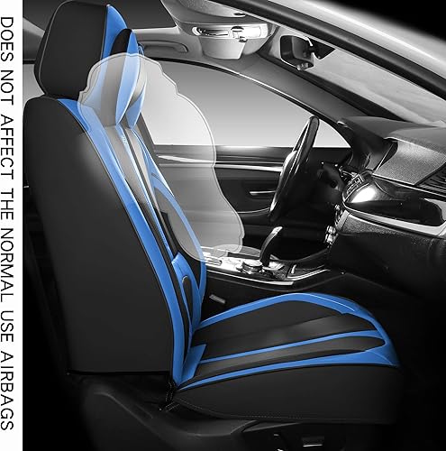 Miniatura 19 de INZU Lindas fundas de cuero para asientos delanteros y traseros, para sedán, SUV, 5 asientos, juego completo de ajuste universal (negro y rosa)