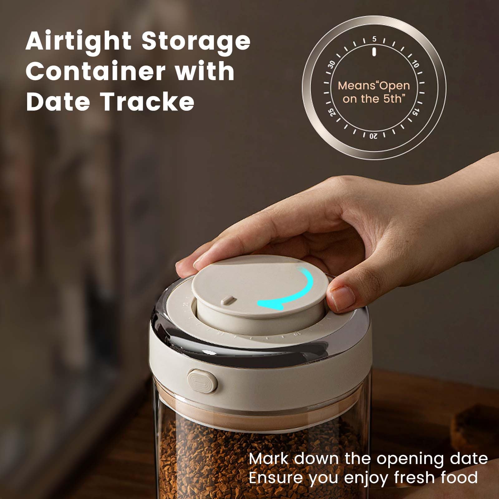 Daily Treasures 2 Pack Airtight Coffee Canisters (1.8L), Dual Mode