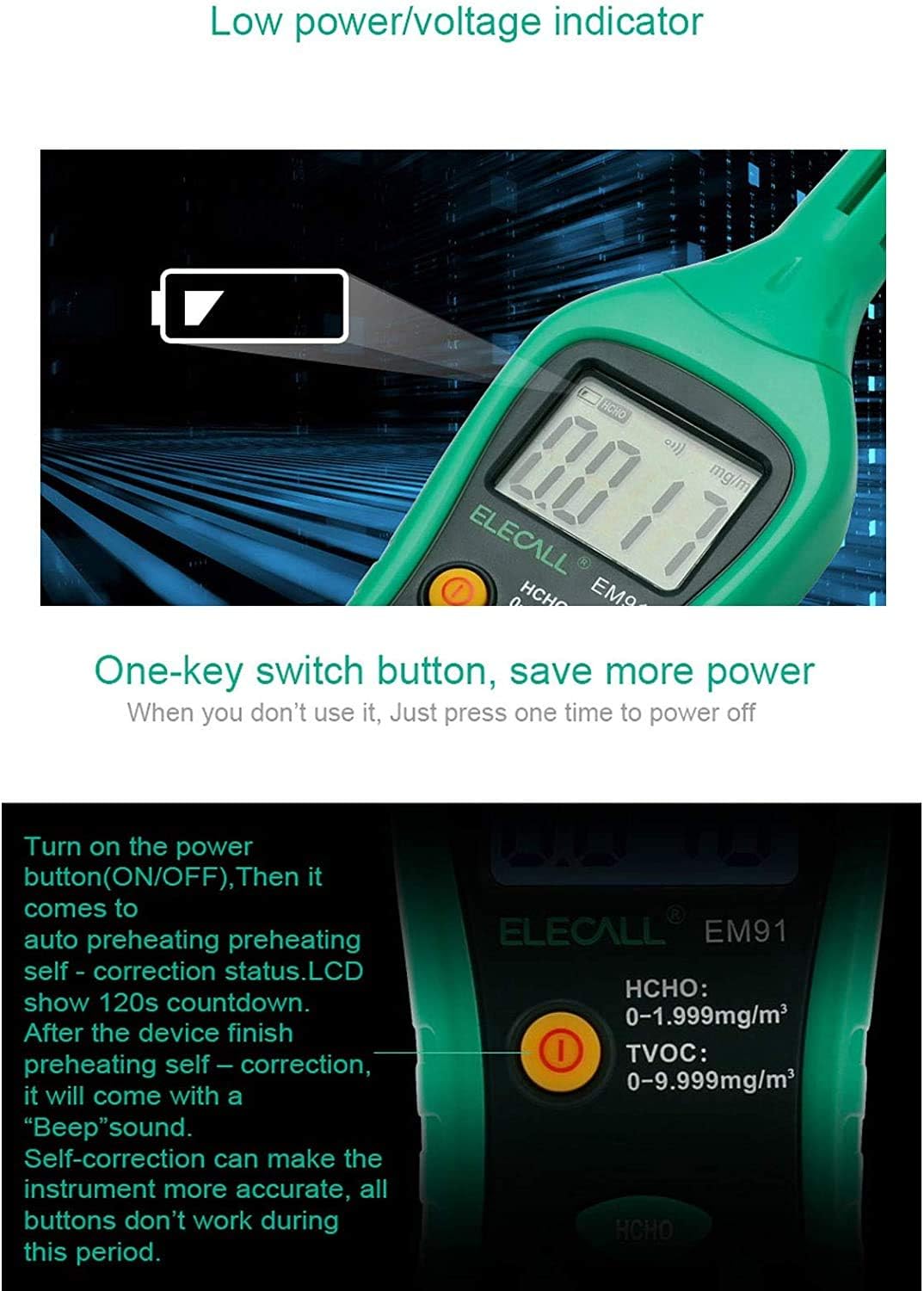 Formaldehyd Detektor gazu Miernik gazowy - HCHO TVOC Miernik analizatory AIR Formaldehyd Tester Sensor ostrzegać