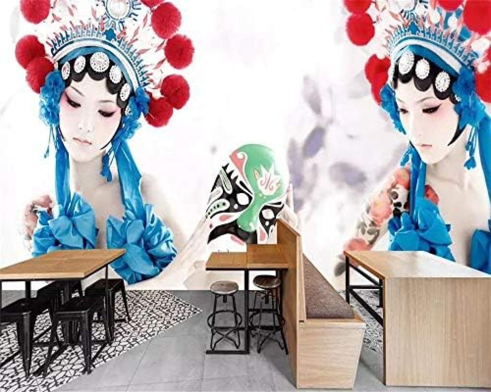 Papier peint 3D Opéra de Pékin de prestige, décor mural panoramique 150x105cm