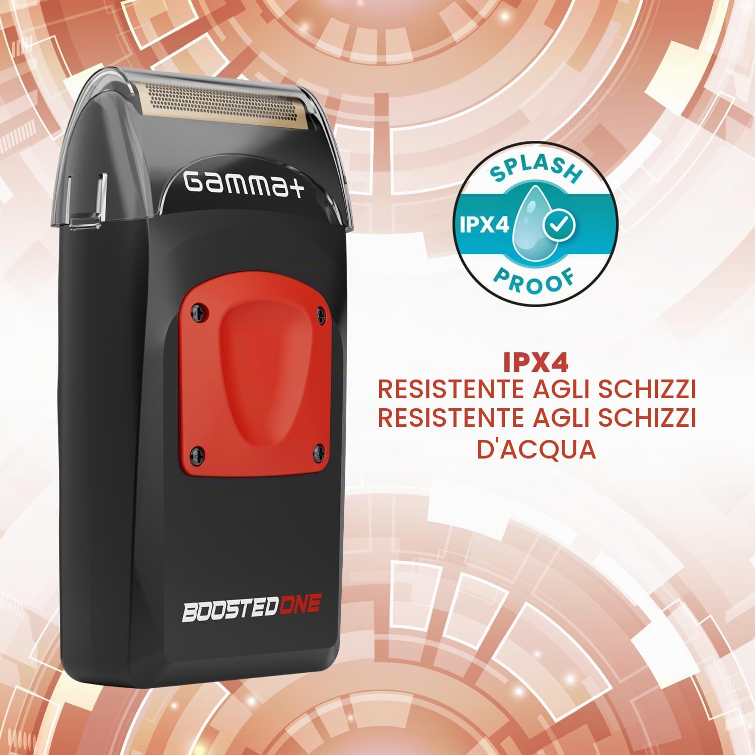 GAMMA+ Boosted One Foil Rasoio Elettrico Professionale a Lamina per Barba e Capelli, Rasoio Foil per Rifiniture e Sfumature, Motore 9.000 RPM, Autonomia 2 Ore, Ricarica USB-C, IPX4