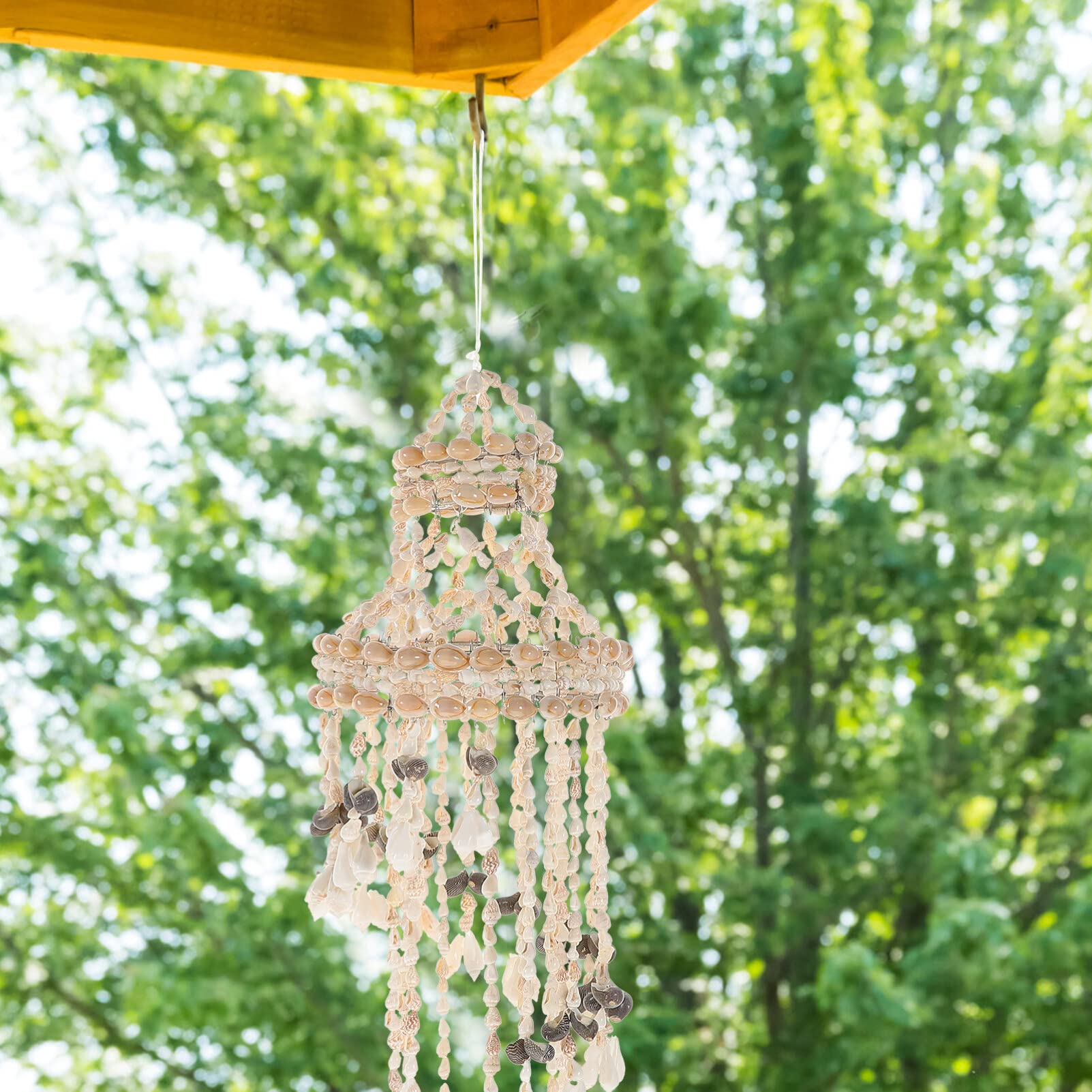 VILLCASE Campanella a Vento Conchiglie Di Mare 23.62 Pollici Decorazione Naturale Da Appendere Per Giardino Balcone Interno Ed Esterno Ornamento Creativo Per Casa E Regalo