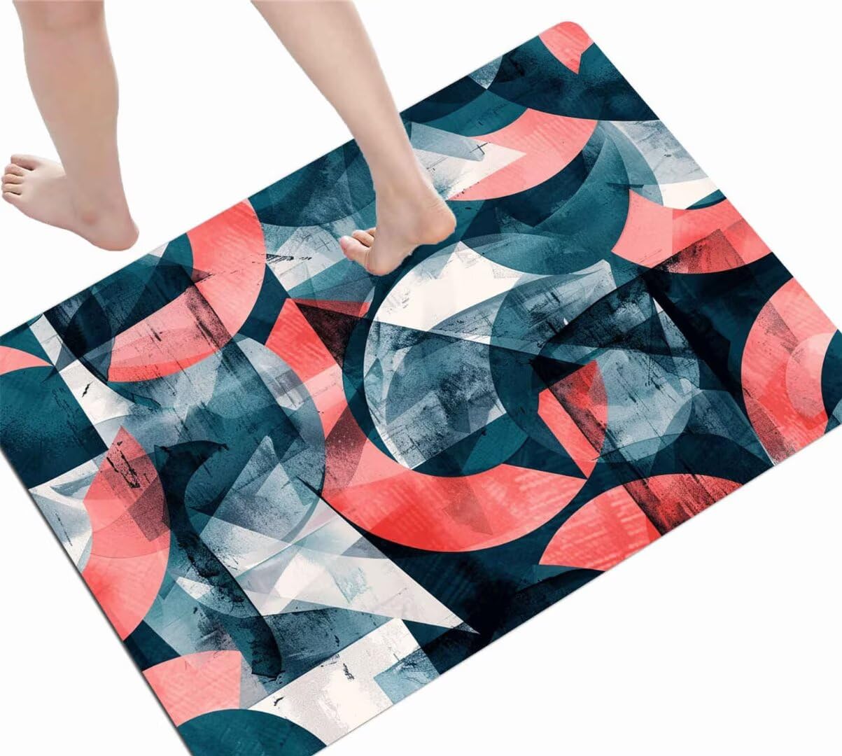 Badematte Geometry, Badezimmerteppich Groß 100x160cm Badteppich Badvorleger Rutschfest Waschbar Schnelltrocknende Badematten, Super Saugfähige Badematte Stein Rutschfester Dünn Badzimmermatte D-526