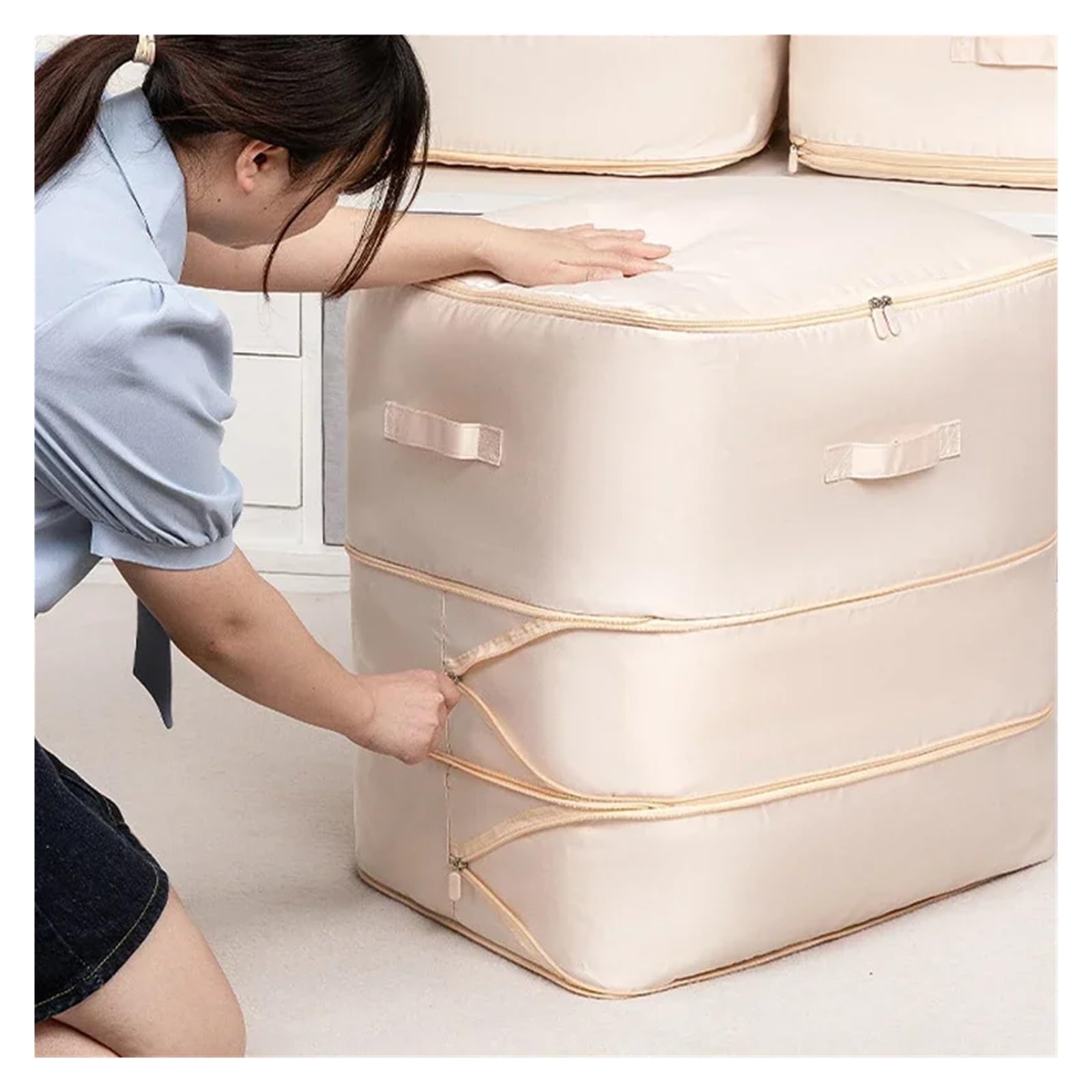 3 pezzi Borsa portaoggetti a compressione for piumone, grande capacità, organizer for armadio, pieghevole, trapunta, cuscino, coperta, custodia portaoggetti compressa Impermeabile Borsa Di Immagazzina