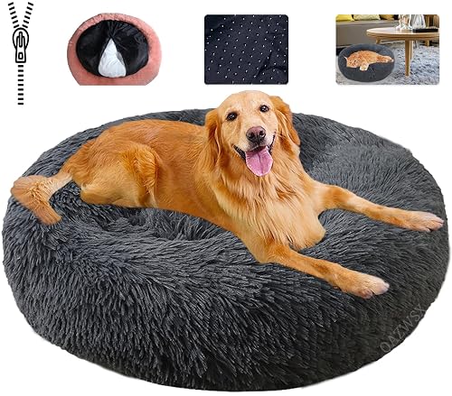 KZhanmy Cama de Gato y Perro Redonda Mediano Pequeño, Donut Suave Antiestres