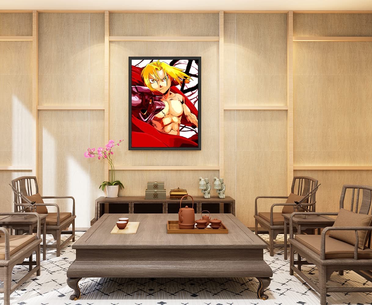 Xtreme Skins Designs Print Black Wood Floater Framed Canvas Wall Art Decoration Poster (22x34 Inch) - Edward Elric 2