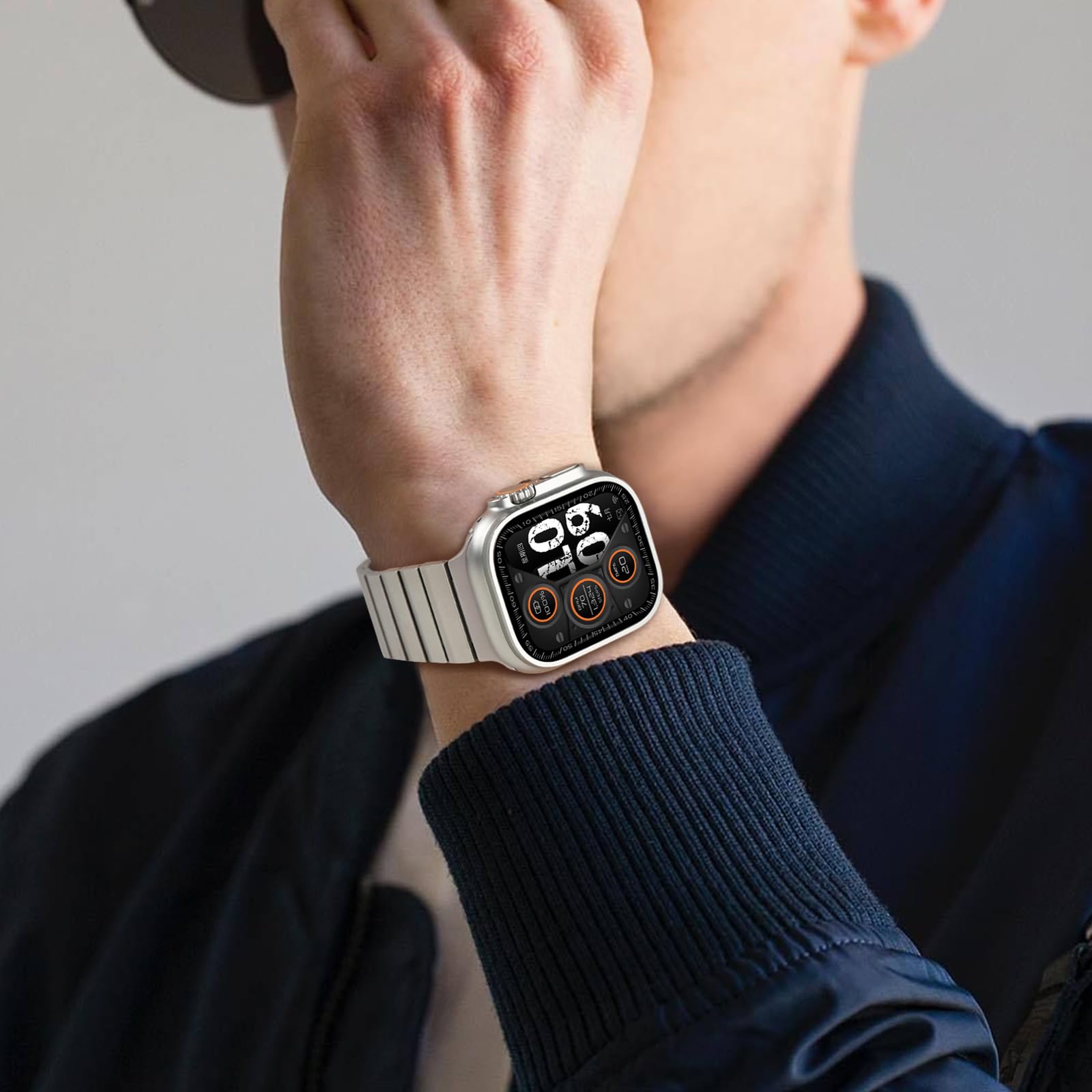 Bracelet en titane compatible avec l'Apple Watch 49mm 45mm 44mm 42mm,pour iWatch Ultra/Ultra 2 Series 9 8 7 6 5 4 SE 3 2 1