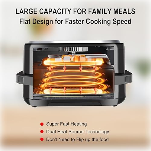 Miniatura 3 de Horno de pizza y freidora de aire, freidora de aire plana 11 en 1 de 4.5 cuartos de galón con tecnología superior de flujo de aire superior e