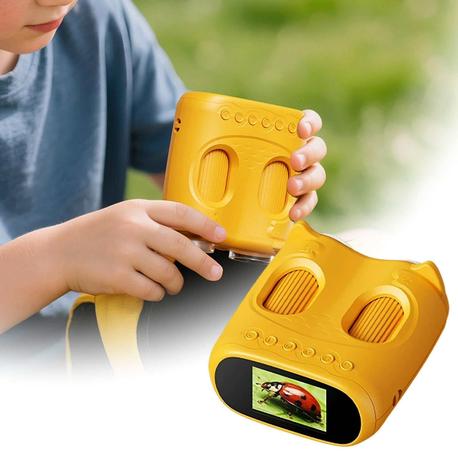 Genérico Juguete Interactivo Telescopio Binocular portátil 2 en 1 para niños con Aumento de 1000x para observación biológica. Producto de Borde. (Yellow, 13. 3x13. 3x5. 3cm)