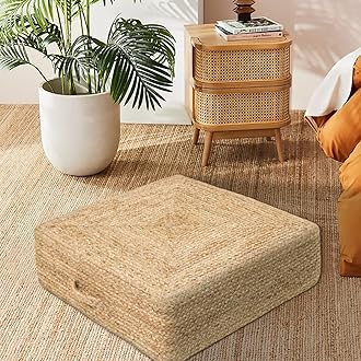 - Jute Braided Pouf | Eco-Friendly | Indoor/Outdoor Ottoman | Extra Space for Living Room, Drawing Room, Hall | Natural Fibers | Home Decorators | 24’’ x 24’’ x 10’’ – Natural