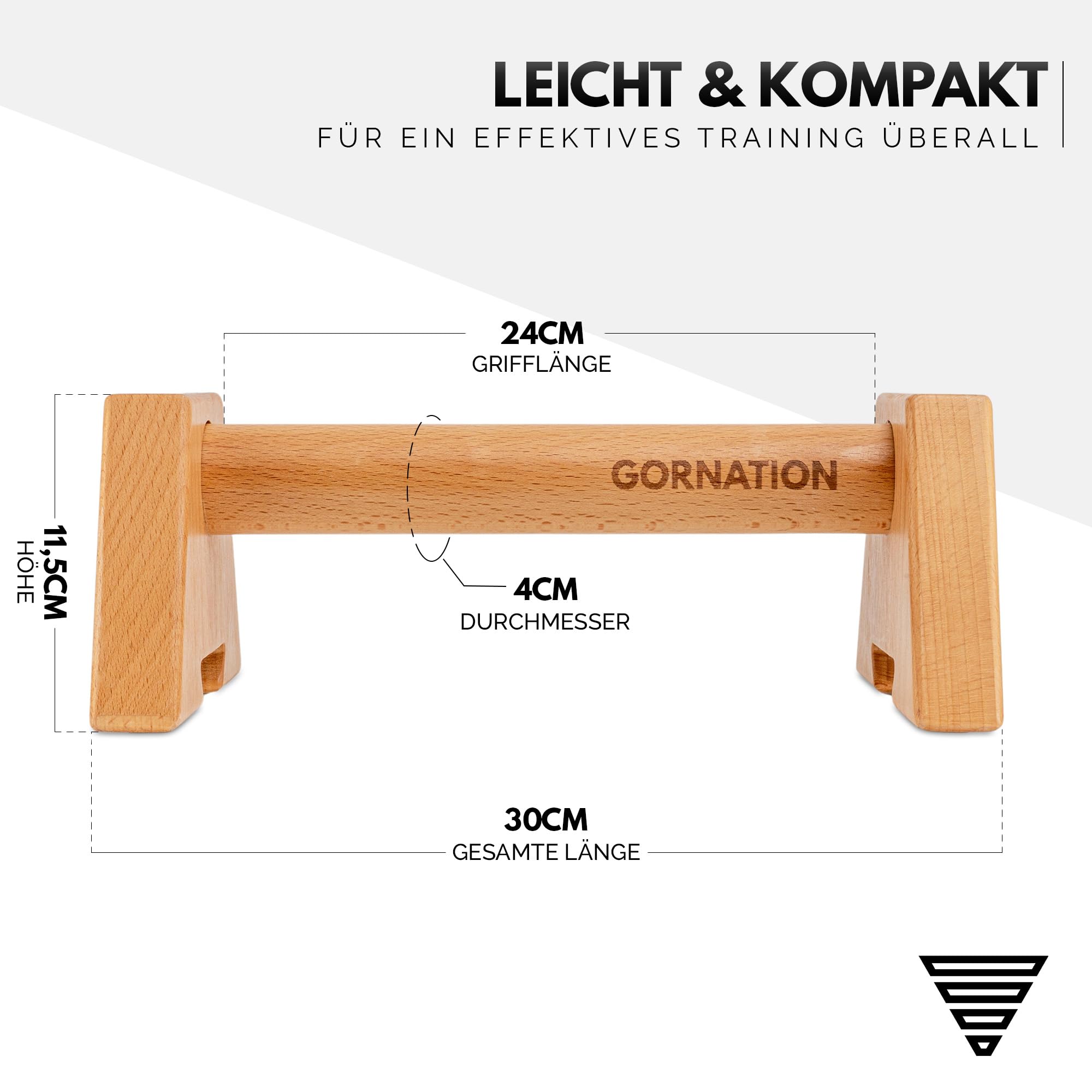 GORNATION Wooden Parallettes für Liegestütze, Liegestützgriffe aus Holz, Calisthenics & Fitness Training, Push Up Bars, Calisthenics Liegestützgriffe für Oberkörpertraining, Inkl. Grip Tape