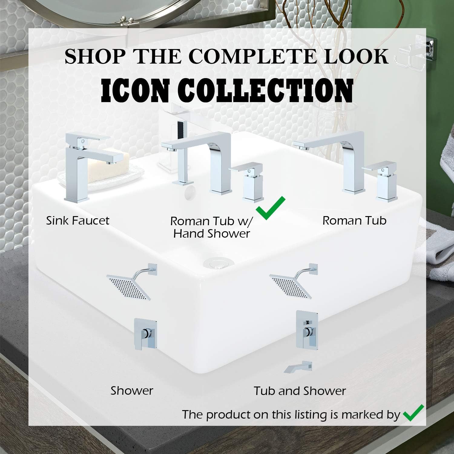 Up To 40% OFF Ultra Faucets Icon Collection Roman Tub Faucet with Hand Shower, Rough-In Valve Included (Chrome)