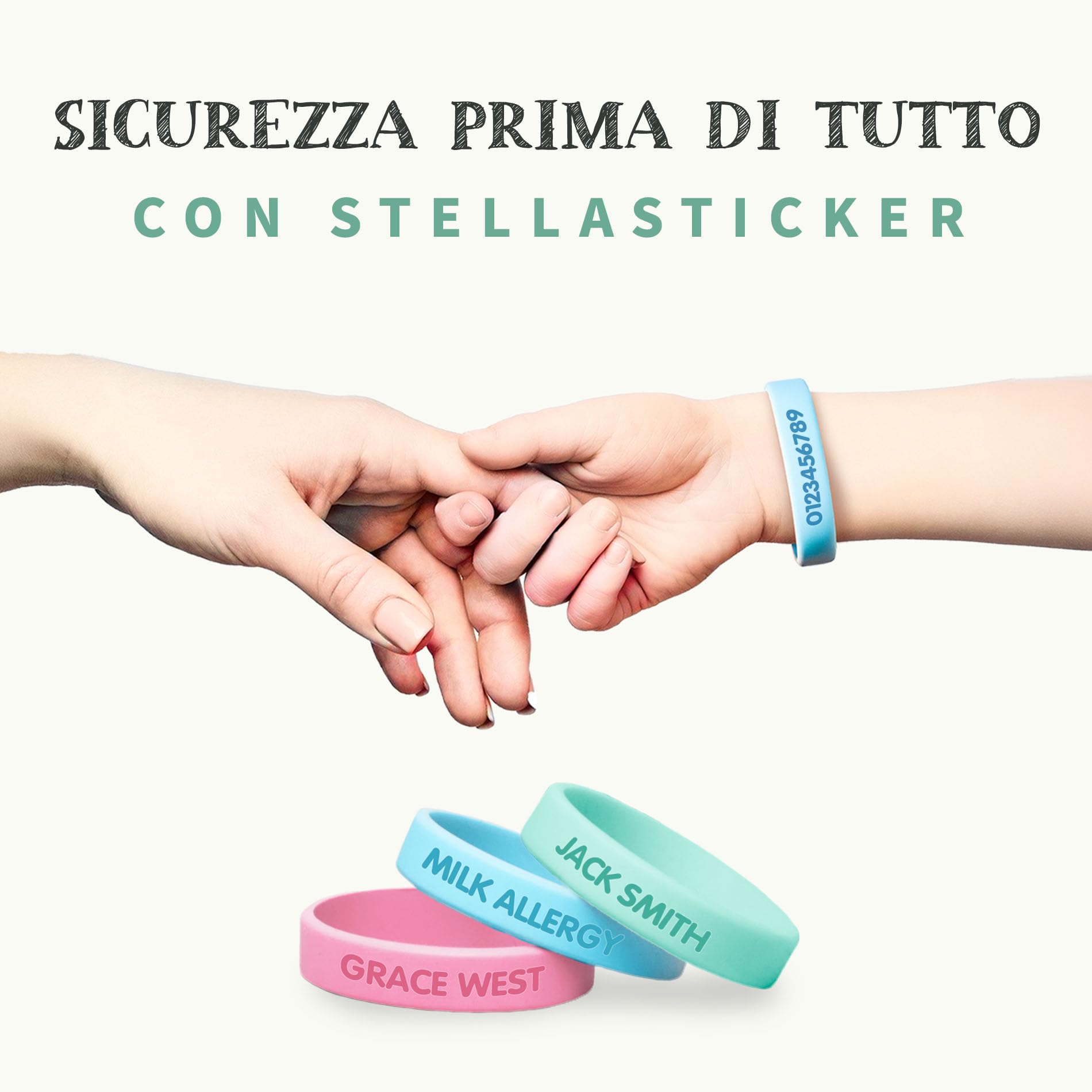 Gutmarkiert – Personalisierbares SOS-Armband für Kinder aus Silikon, graviert mit Name & Telefonnummer – wasserdichtes Notfallarmband für Kinder, besonders langlebig – Farbe wählbar