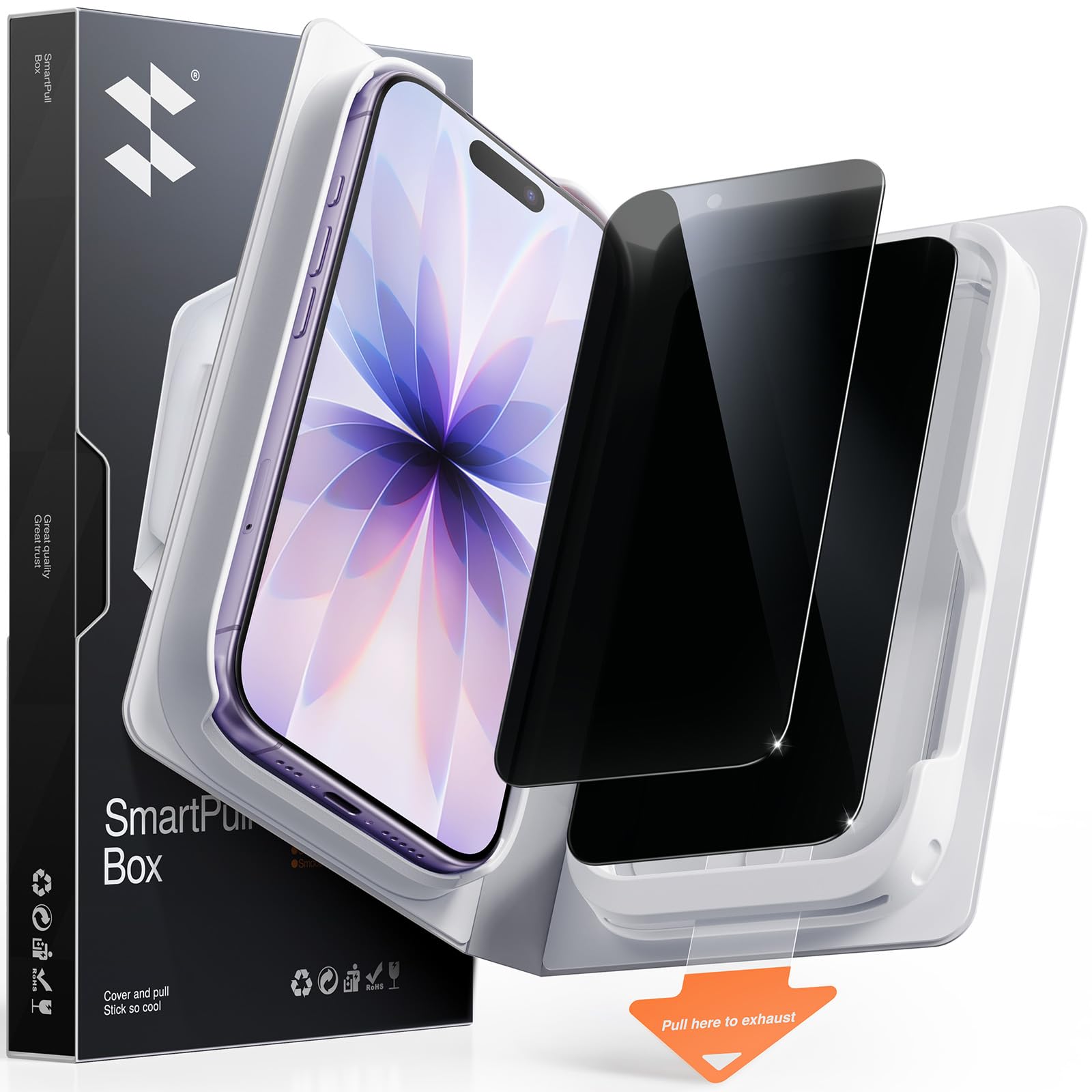 SMARTDEVIL 2 Stück Panzerglas für iPhone 17, Blickschutz Schutzfolie, Militärischer Fallschutz, 9H Härte, Anti-Spy Privacy Glas, Schnelle & Einfache Installation, Hüllenfreundliches Design