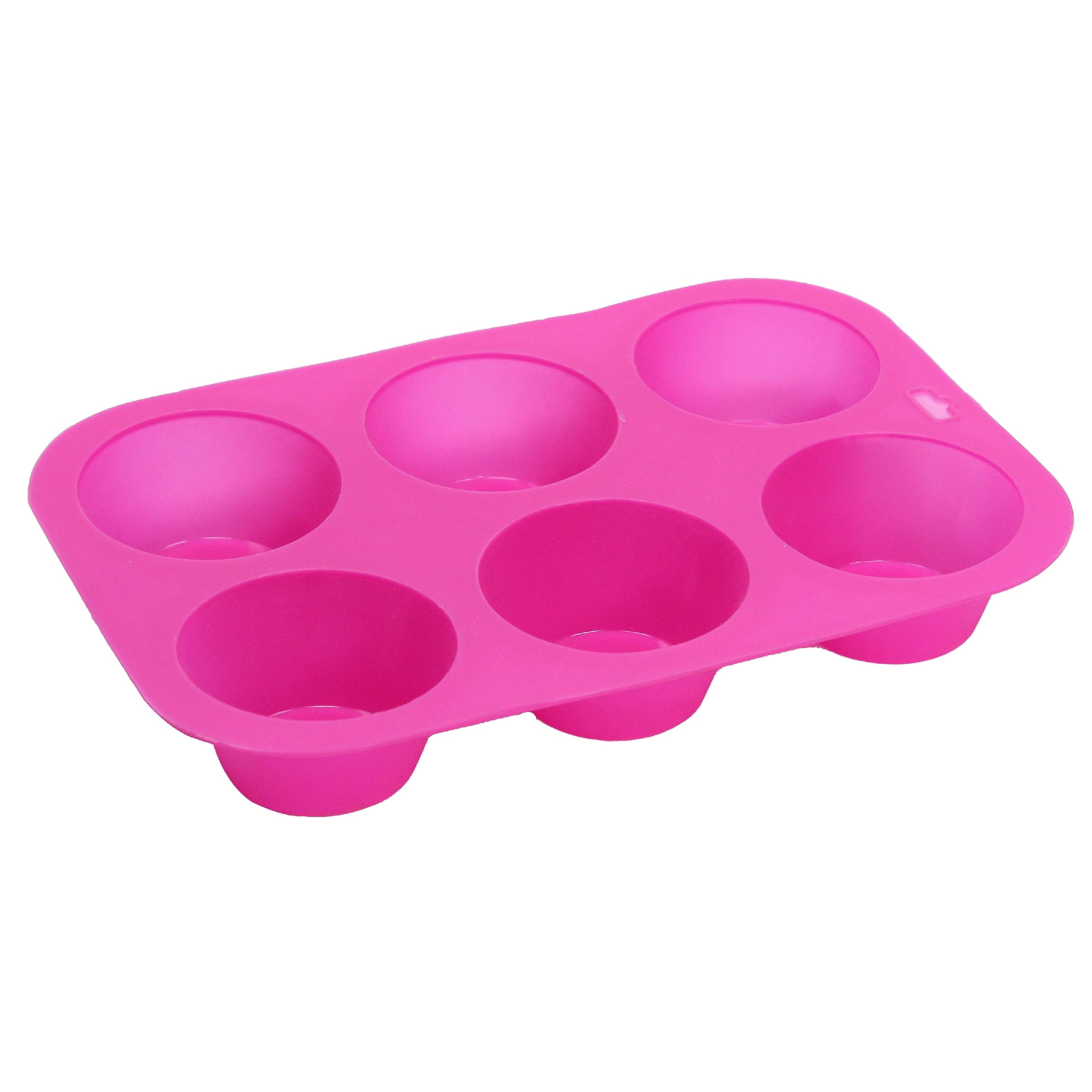 SUL Silicone Muffin Tray, Non-Stick 6 Cup Silicone Muffins Pan, Reusable Food Grade Silicone Baking Tray for Making Egg Muffin, Cupcake, Quiches, Frittatas, Yorkshire Pudding (Pink)