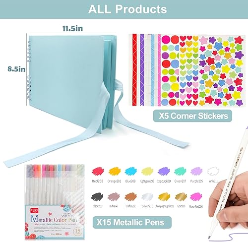 Miniatura 2 de EVNEED Álbum de fotos de 11.5 x 8.5 pulgadas, libro de invitados de boda, aniversario, álbum de recortes, álbum de fotos de boda con kit de