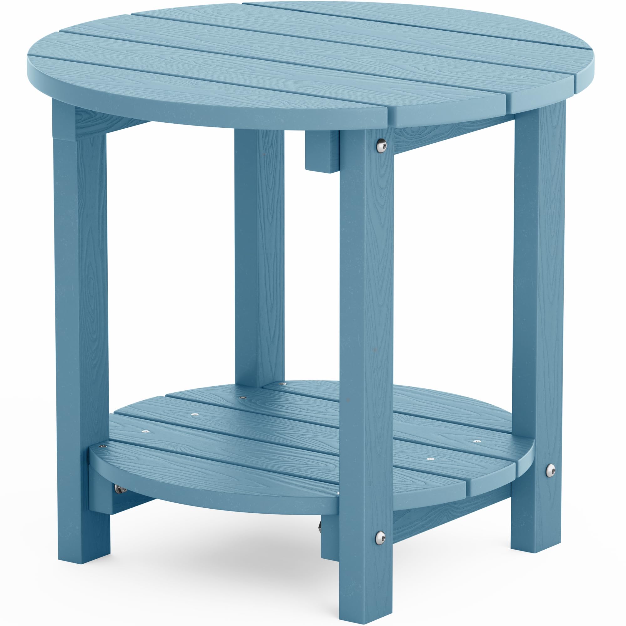 YEFU Adirondack Side Table, 18" Double Outdoor Side Table, Poly Lumber end Table, Weather Resistant for Indoor, Patio, Pool, Porch, Backyard-Blue