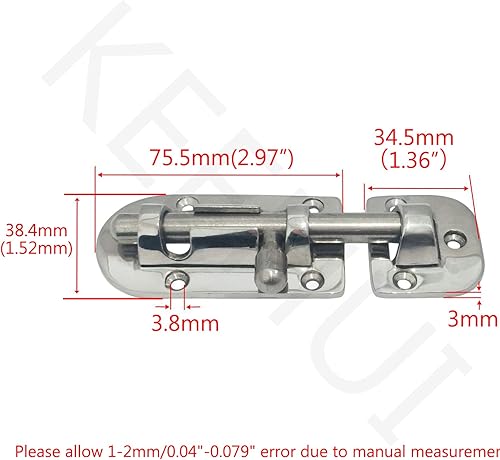 Miniatura 2 de Marine - Perno de acero inoxidable 316 resistente de 4-38 pulgadas para ventana de barco marino, puerta, escotilla, gabinete