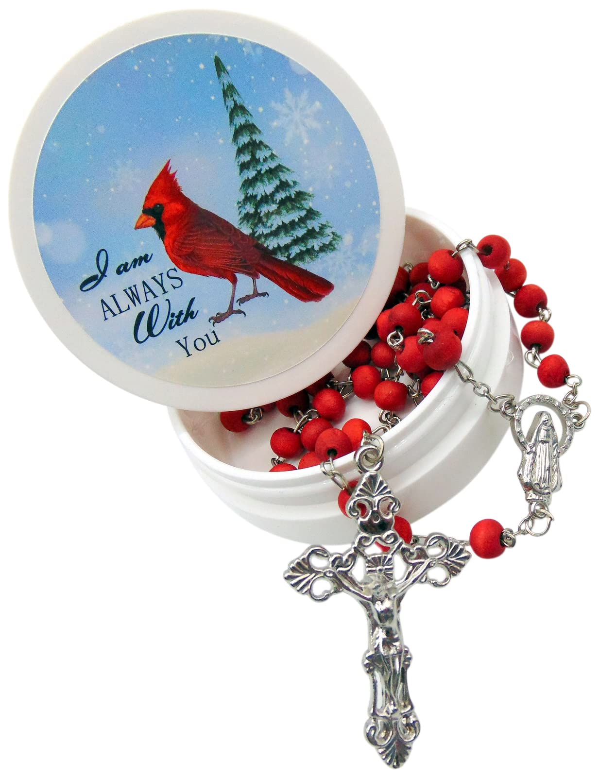 Westmon Works Cardinal Rosary Set with Rose Scented Wooden Beads and a Metal Cross in a Special Protective Case, Metal, No Gemstone