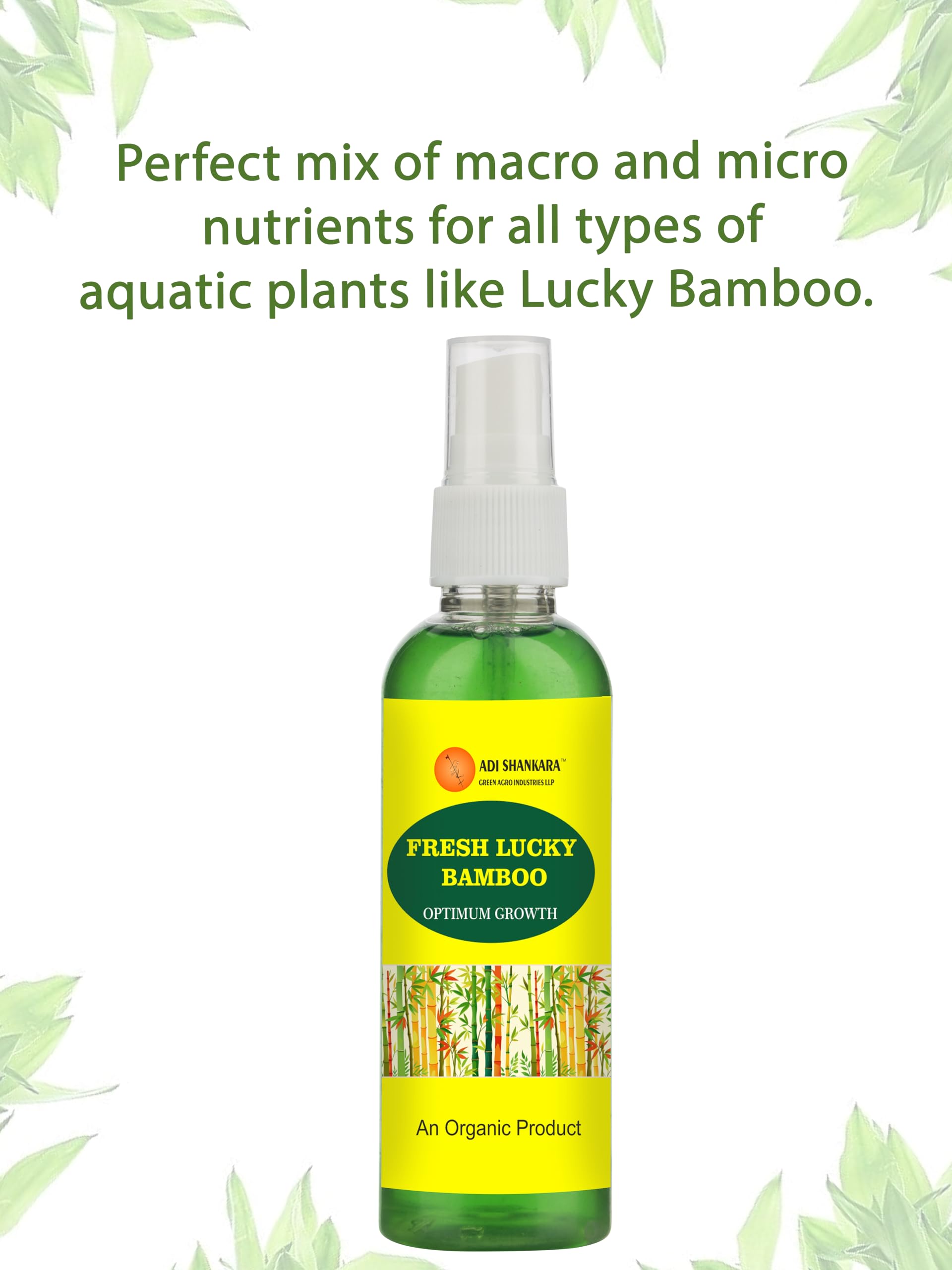 Fresh Lucky Bamboo Organic Plant Growth Spray, Optimum Growth Nutrient, 100 ml*2,ADI SHANKARA GREEN AGRO INDUSTRIES 1