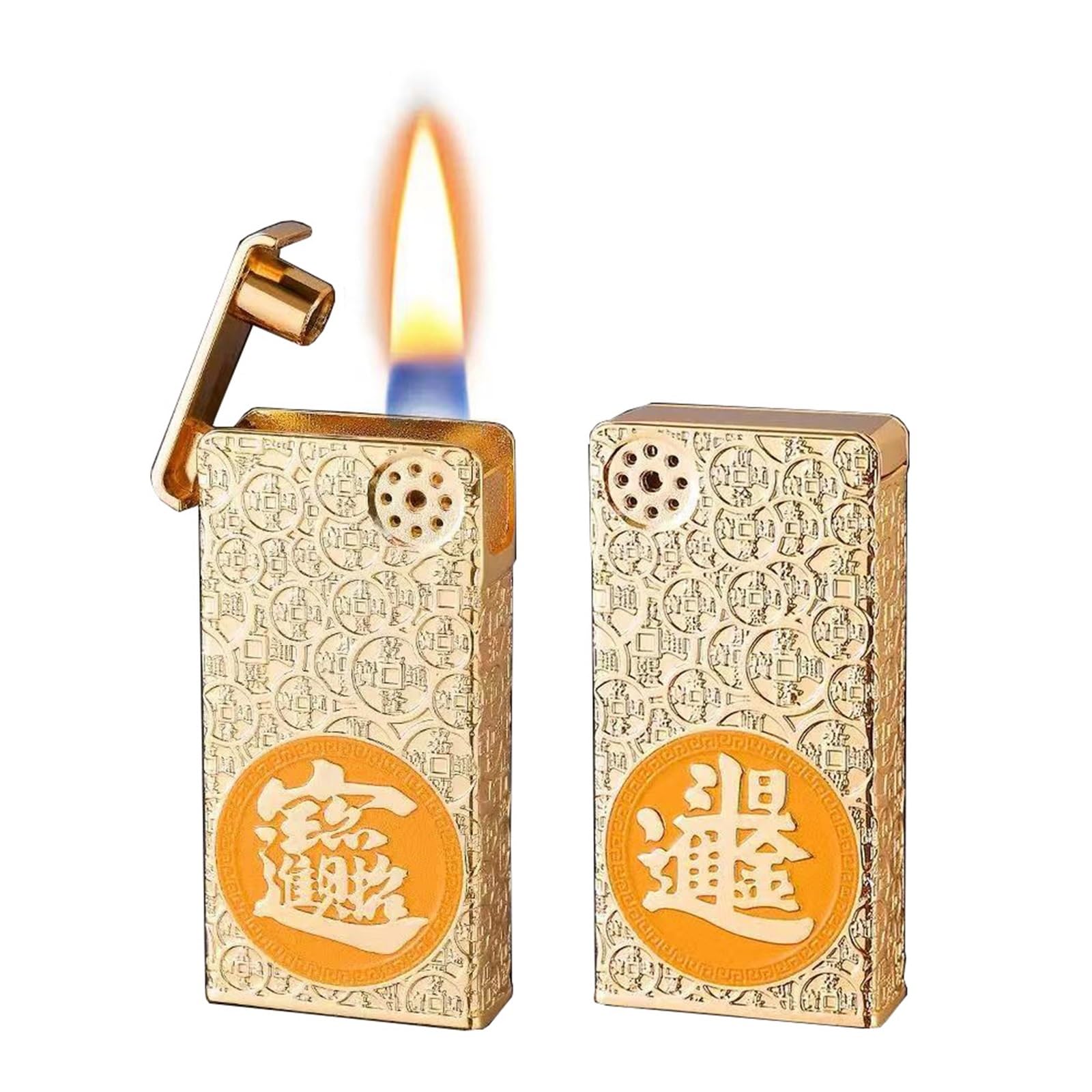 Briquet au kérosène haut de gamme en métal brossé avec quadruple flamme