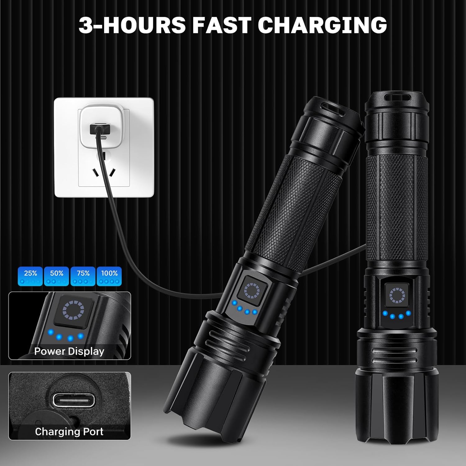 Rechargeable LED Flashlights High Lumens, 990,00 Lumen Super Bright Flashlight with 5 Modes, Powerful Waterproof Handheld Flash Light, Multifunctional Flashlight for Home Camping Hiking (2) - Image 4