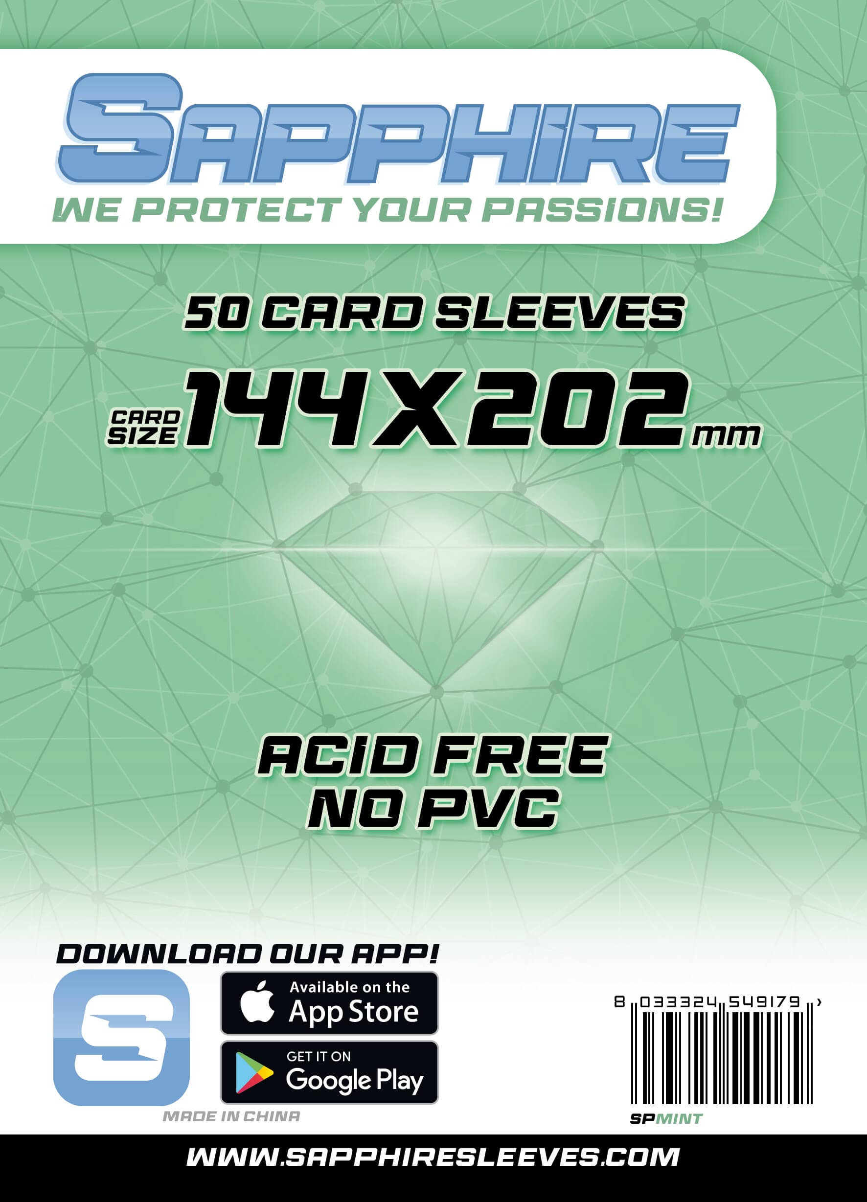 Red Glove Rot - 50 Sapphire Sleeves Mint 144 X 202 Spmint