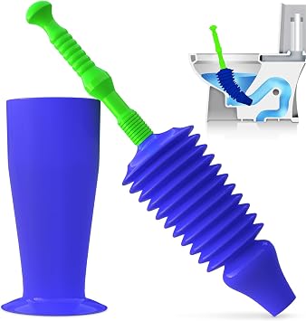 Luigis Toilet Plunger - Unclogger Plungers for Bathroom - Heavy Duty Clog Remover with Effective Unblocker Bellows Design - Remover Tool to Unblock Toilet Blockage - Blue