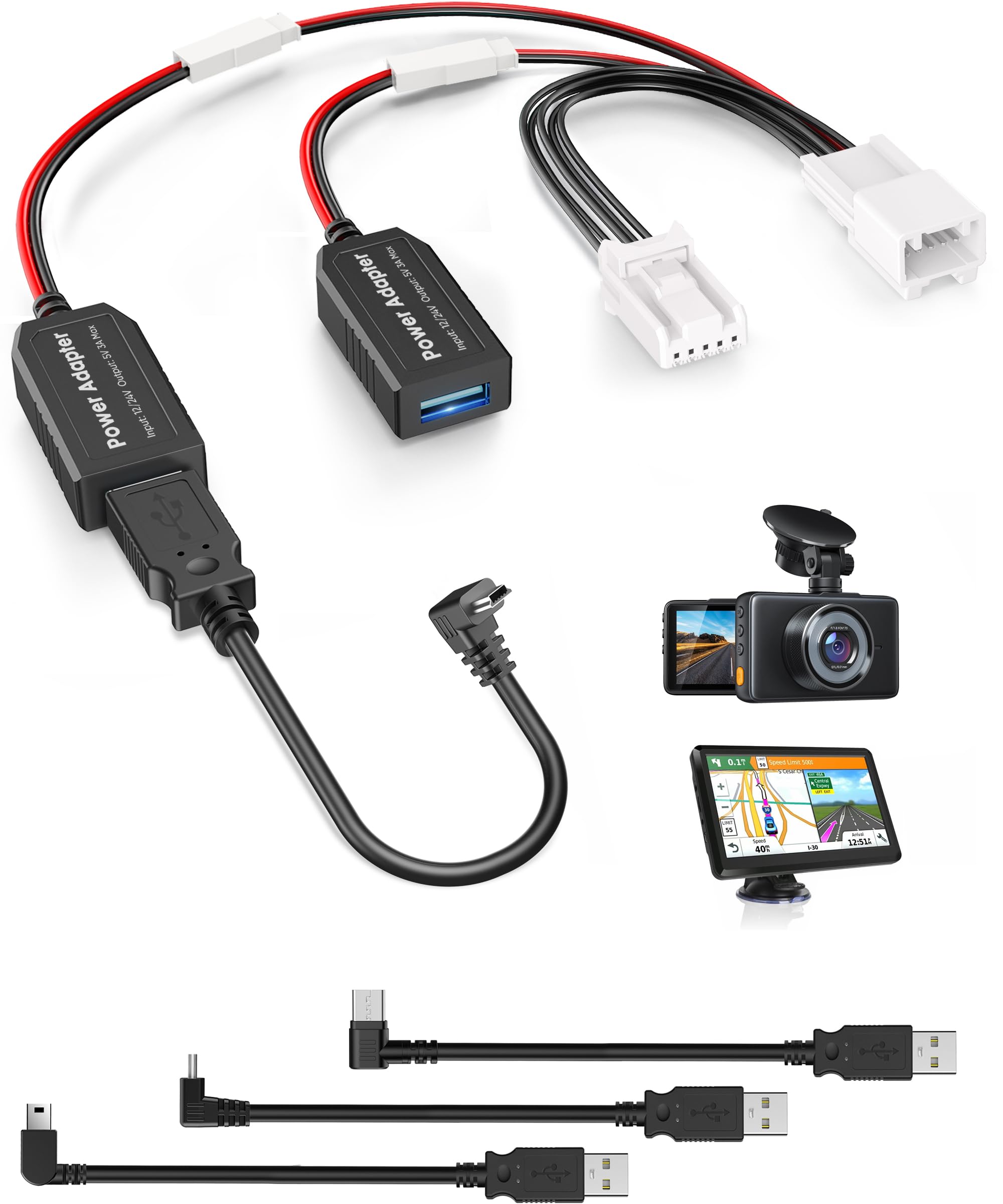 DashCam Power Adapter,(5P Type E)Fit Subaru Ascent/Crosstrek/Forester/Impreza/Legacy/Outback/WRX,Connect to Auto-Dimming Rearview Mirror,Power Adapter