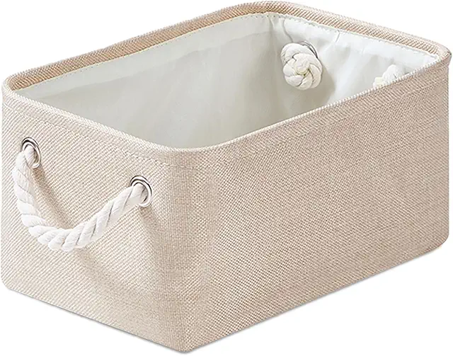 Mangata faltbarer Aufbewahrungskorb mit Seilgriffen, Stoffbox für Organisation (Helles Khaki, S)
