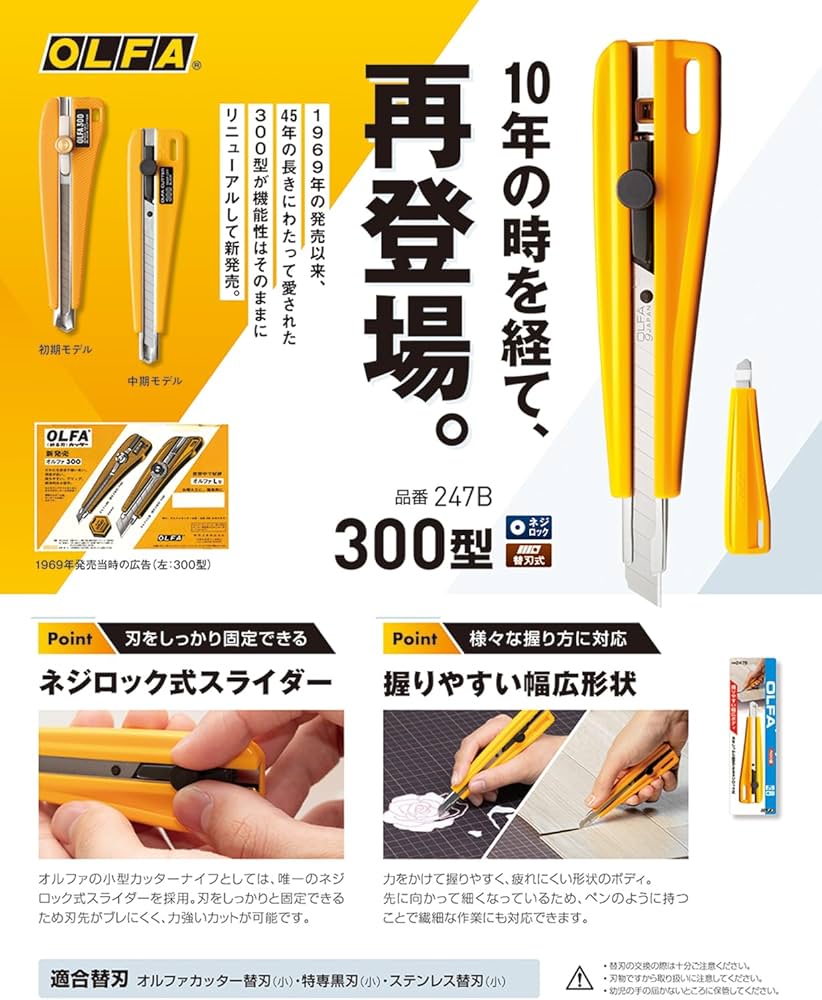 Amazon.co.jp: オルファ(OLFA) 替刃式カッター 300型 ネジロック式