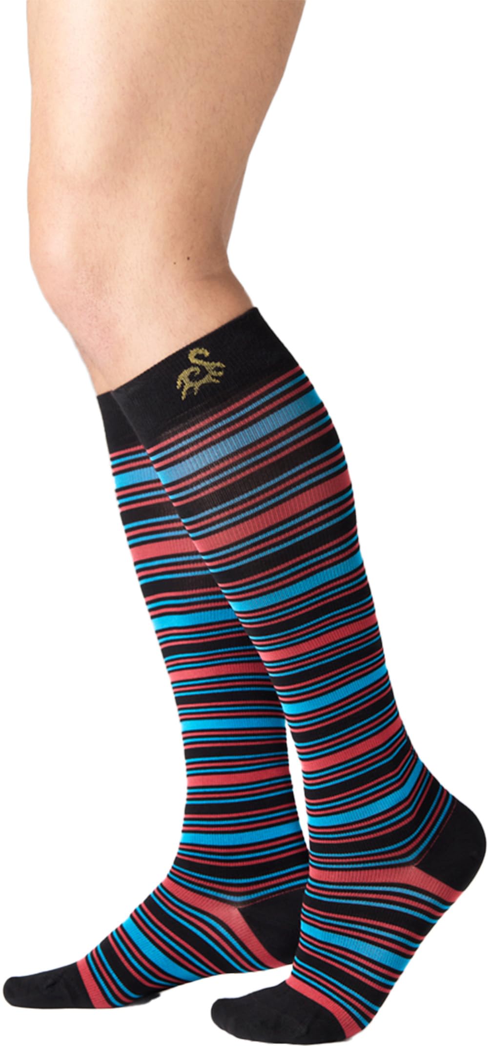 SOLIDEA Gambaletti STRIPE GAME ALTAIR, Colore NERO, Calze a compressione graduata 15/21 mmHg Art. 0626A0