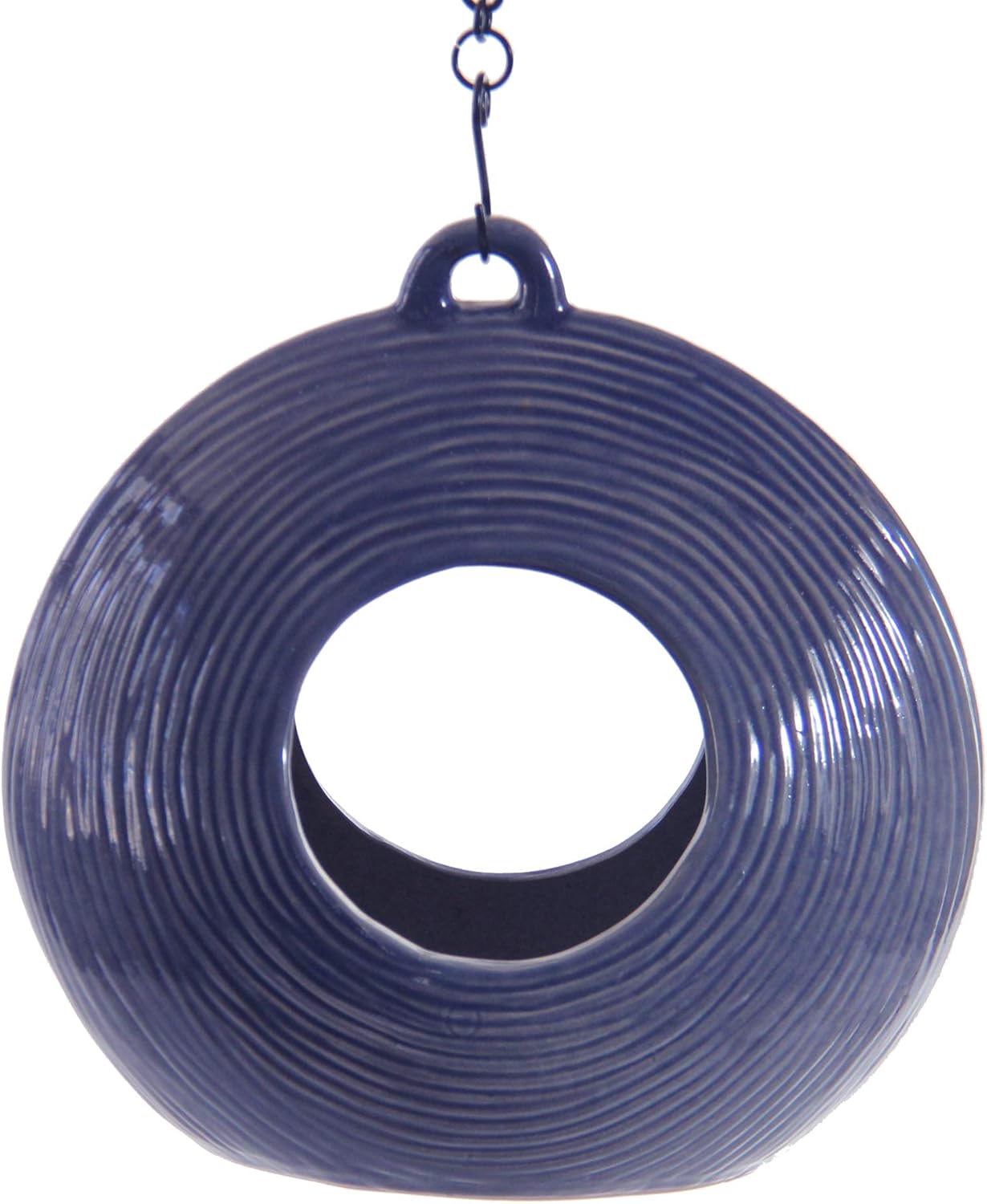 Byer of Maine Circle Fly Through Heather Blue Bird Feeder for Outside, High Fired Porcelain Stoneware with Glossy Glaze, 3lbs