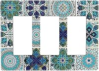 Vista 22 de Azulejo mediterráneo azul de 1 banda cubierta de toma de corriente Talavera mosaico mexicano marroquí mosaico dispositivo de palanca individual