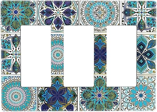 Miniatura 22 de Azulejo mediterráneo azul de 1 banda cubierta de toma de corriente Talavera mosaico mexicano marroquí mosaico dispositivo de palanca individual