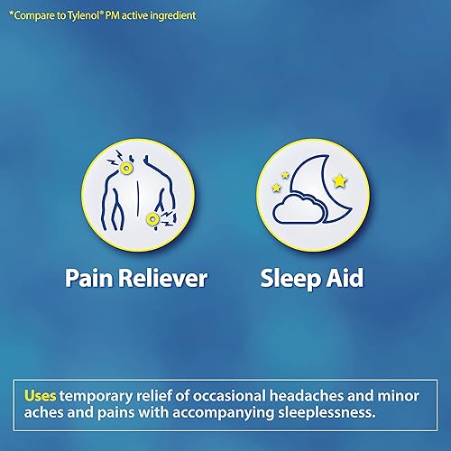 Vista 11 de HealthA2Z® Alivio del dolor extra fuerte PM Acetaminofeno 500mg Difenhidramina 25mg Alivio del dolor y ayuda para dormir nocturno