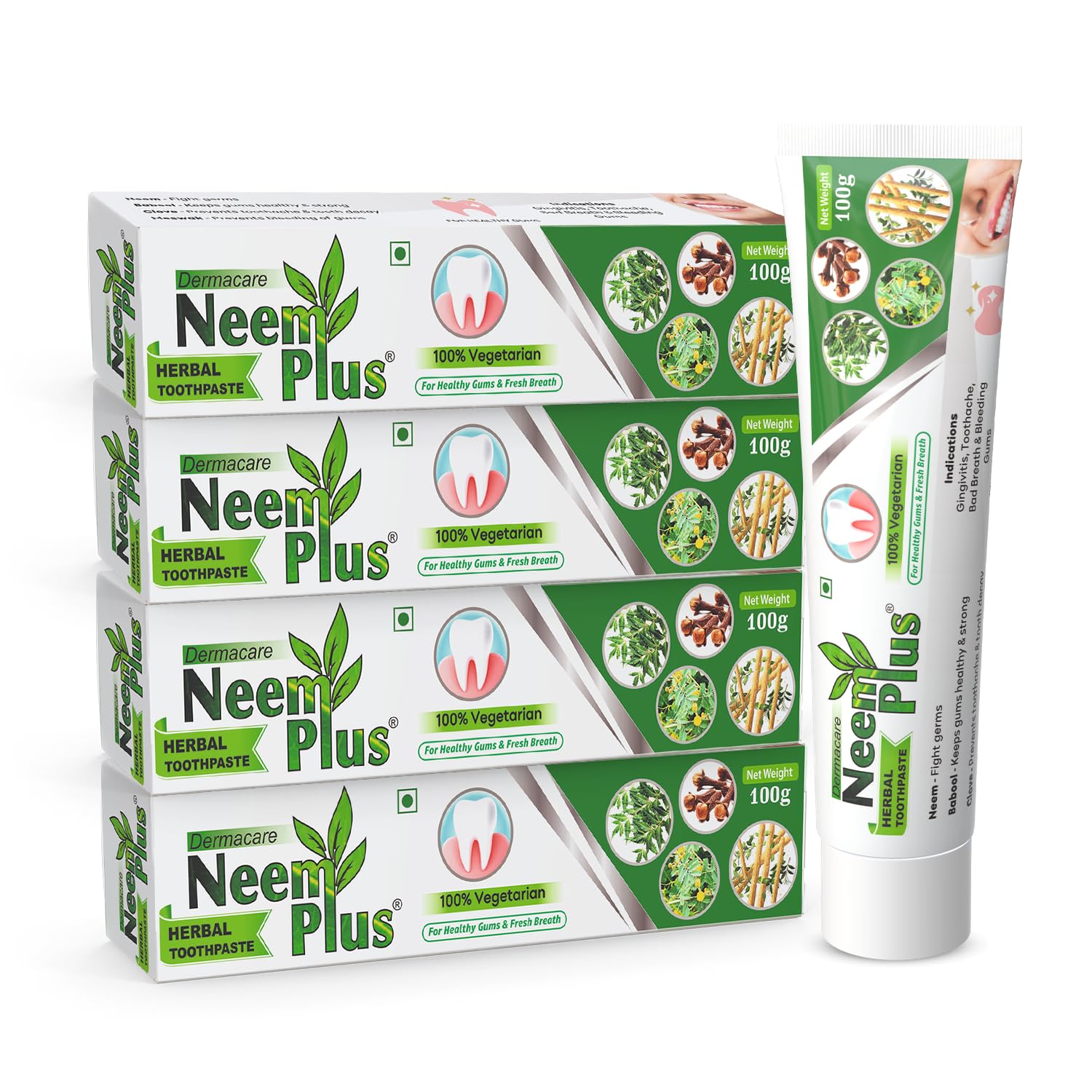 Pil Neem Plus Herbal Dental Gel | Neem toothpaste with Clove, Meswak & Babool | Promotes Fresh Breath & Keep Gum's Healthy (400g, Pack of 4)-image-14