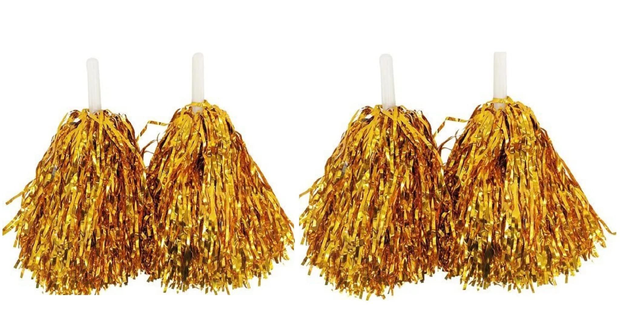 MOREL RED,GREEN,PINK,GOLDEN (4PCS EACH) COLOR CHEERLEADING SQUAD SPIRITED FUN POMPOMS CHEER COSTUME ACCESSORY FOR SPORTS DAY, ANNUAL DANCE FUNCTION, BIRTHDAY EVENT PARTY. (RED-4-GREEN-4-PINK-4-GOLDEN-4) 1